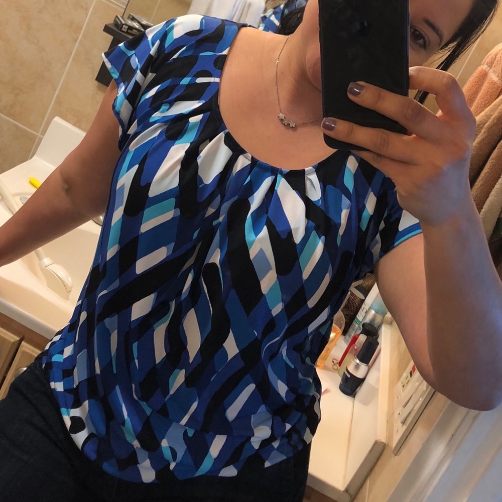 Stretchy multi-print blouse